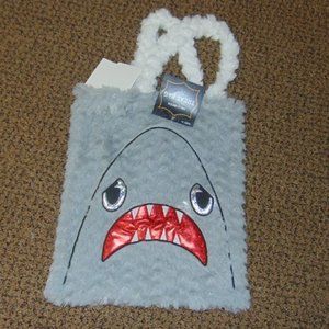 Shark Face Trick or Treat Gray Plush Soft Candy Bag Halloween Kids